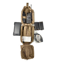 UV-5RM Solar Radio Go Bag Kit in Coyote – full kit contents laid out