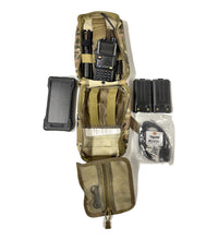 UV-5RM Solar Radio Go Bag Kit in Multicam – full kit contents laid out