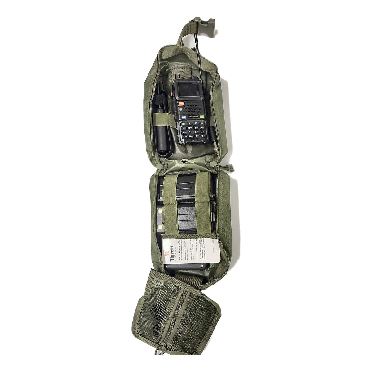 UV-5RM Solar Radio Go Bag Kit packed in Ranger Green MOLLE bag