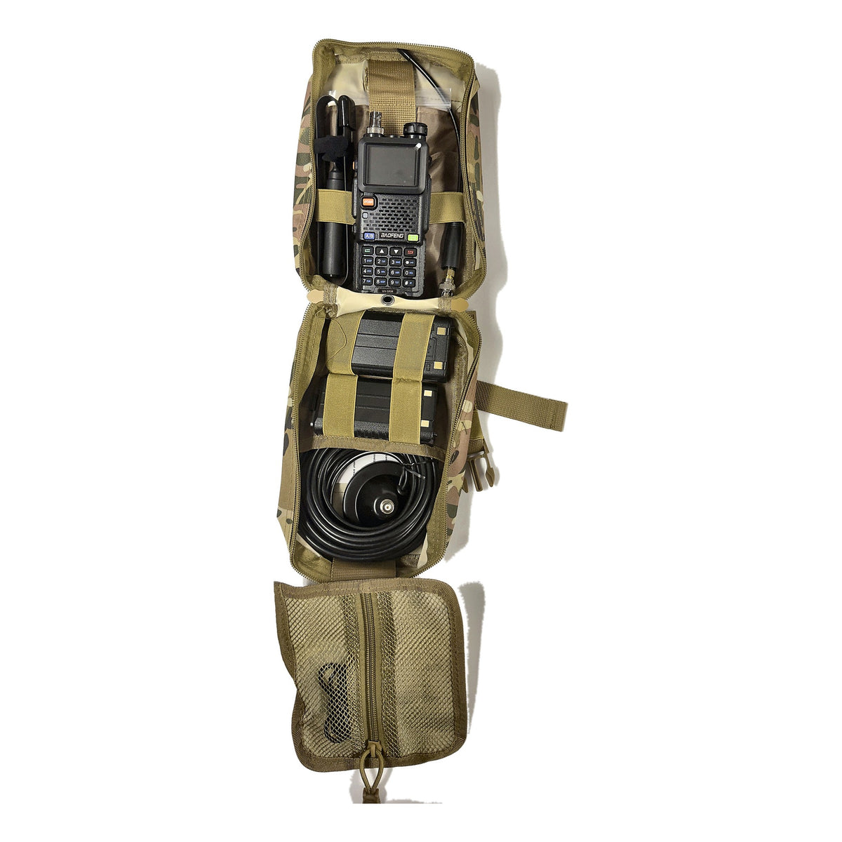 UV-5RM Vehicle Radio Go Bag Kit packed in Multicam MOLLE bag