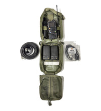 UV-5RM Vehicle Radio Go Bag Kit in Ranger Green – full kit contents laid out
