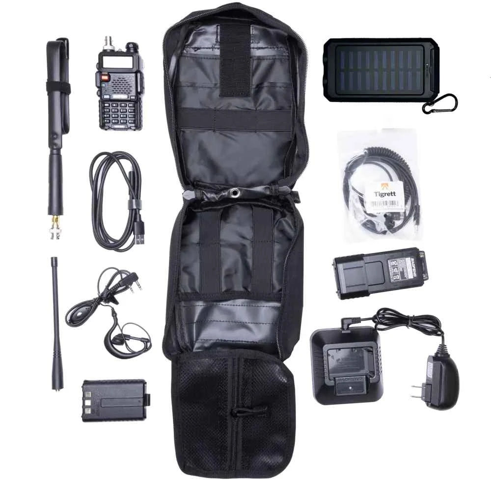 UV5R Solar Radio Go Bag Kit, Black bag
