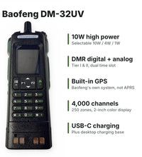 Baofeng DM-32UV 10W Dual Band DMR Radio with GPS | Digital & Analog, 4000 Channels, USB-C