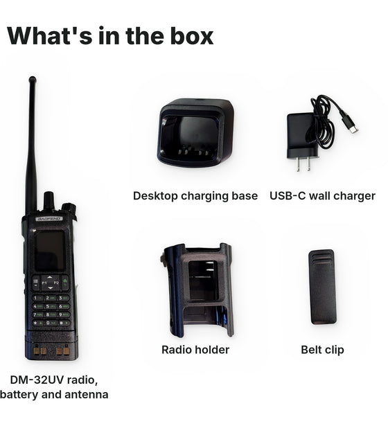Baofeng DM-32UV 10W Dual Band DMR Radio with GPS | Digital & Analog, 4000 Channels, USB-C