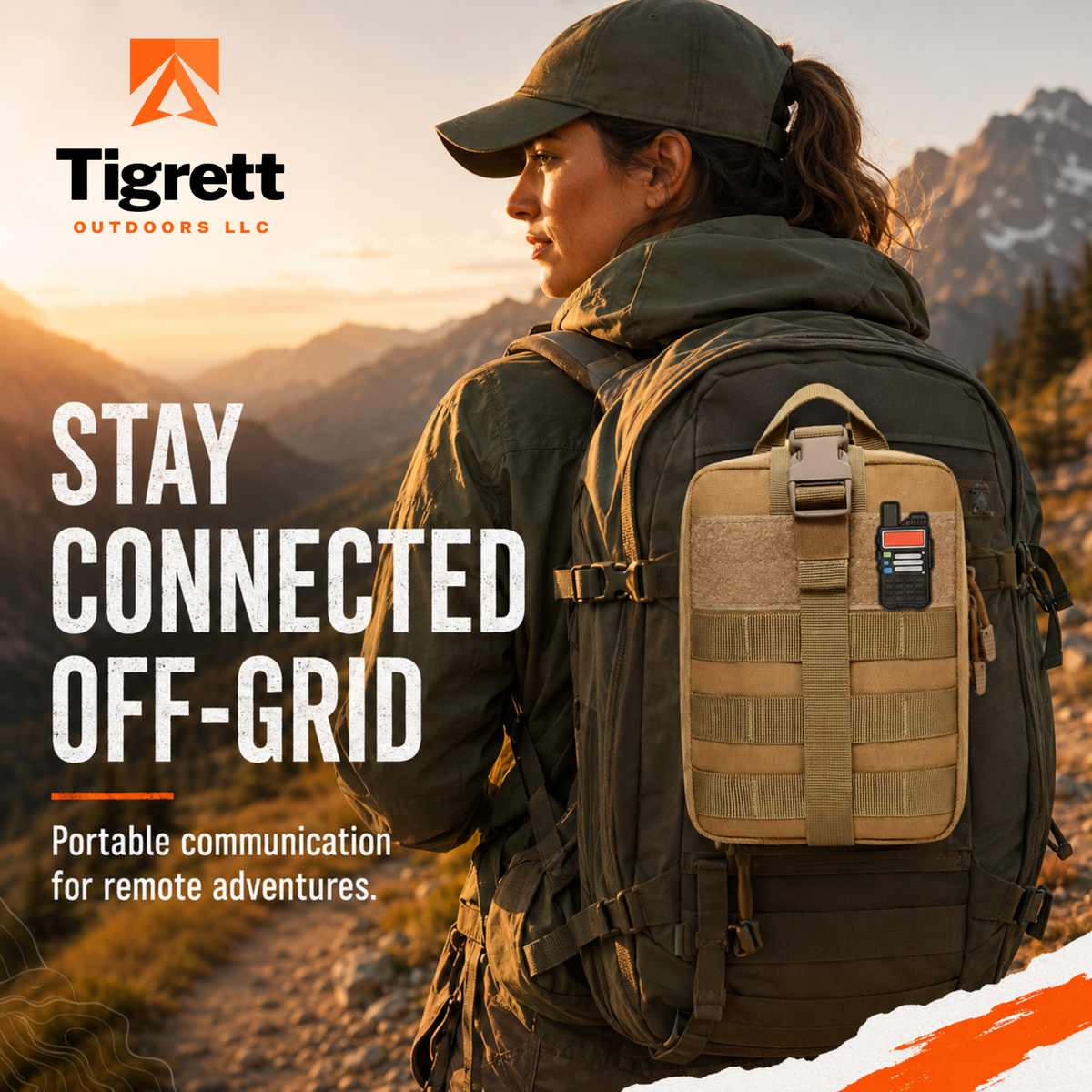Ham Radio Go Bag (Just the Bag - No Gear) with Tear-Away Velcro Back - Molle Compatible, Multi-Pocket Design for Radios, Cables, and Gear