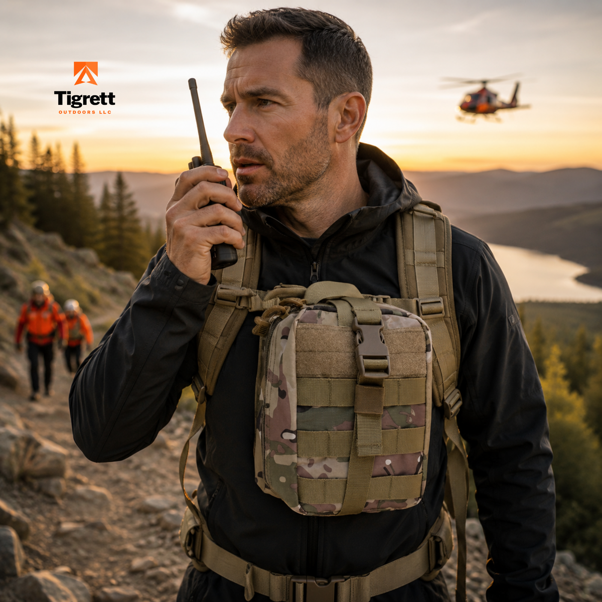 Ham Radio Go Bag (Just the Bag - No Gear) with Tear-Away Velcro Back - Molle Compatible, Multi-Pocket Design for Radios, Cables, and Gear