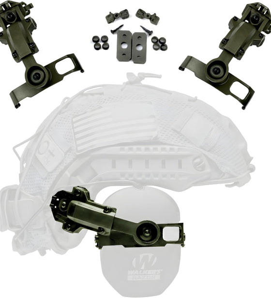 Walkers Razor Thin Earmuff Bracket for Arc Rail, Team Wendy, and M-lock Helmets— Green