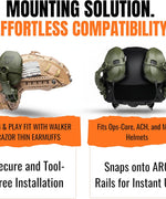 Walkers Razor Thin Earmuff Bracket for Arc Rail, Team Wendy, and M-lock Helmets— Green