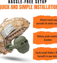 Walkers Razor Thin Earmuff Bracket for Arc Rail, Team Wendy, and M-lock Helmets— Green