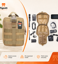 Ham Radio Go Bag (Just the Bag - No Gear) with Tear-Away Velcro Back - Molle Compatible, Multi-Pocket Design for Radios, Cables, and Gear