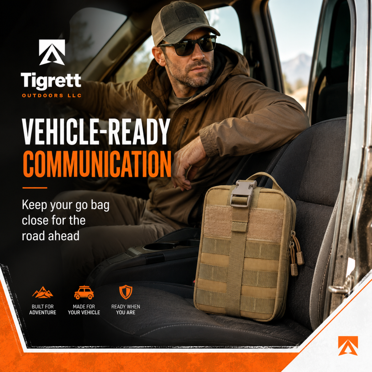 Ham Radio Go Bag (Just the Bag - No Gear) with Tear-Away Velcro Back - Molle Compatible, Multi-Pocket Design for Radios, Cables, and Gear