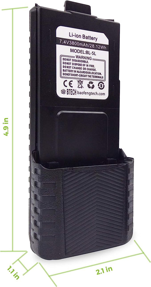 UV5R 3800 MAH Extended Battery With USB-C Charging Port