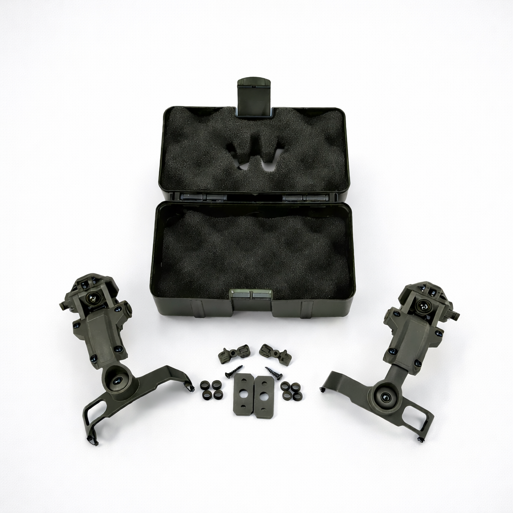 Arc Rail Adapter for MICH, ACH, Ops Core Helmets – Amp Style Walker's and Howard Leight Earmuff