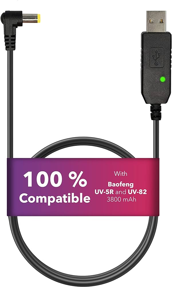 USB Baofeng Charge Cable for UV5R Extended Batteries