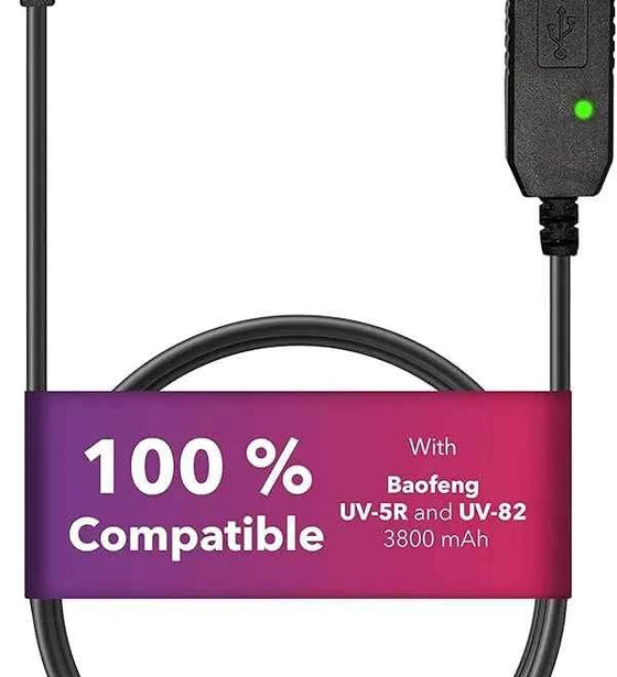 USB Charging Cable with LED Indicator for Baofeng UV5R Extended Batteries – Fast & Reliable Charging