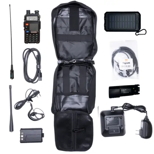 Radio Go Bag with Baofeng BF-F8HP, Portable Solar Charger & High-Power + Nagoya NA771