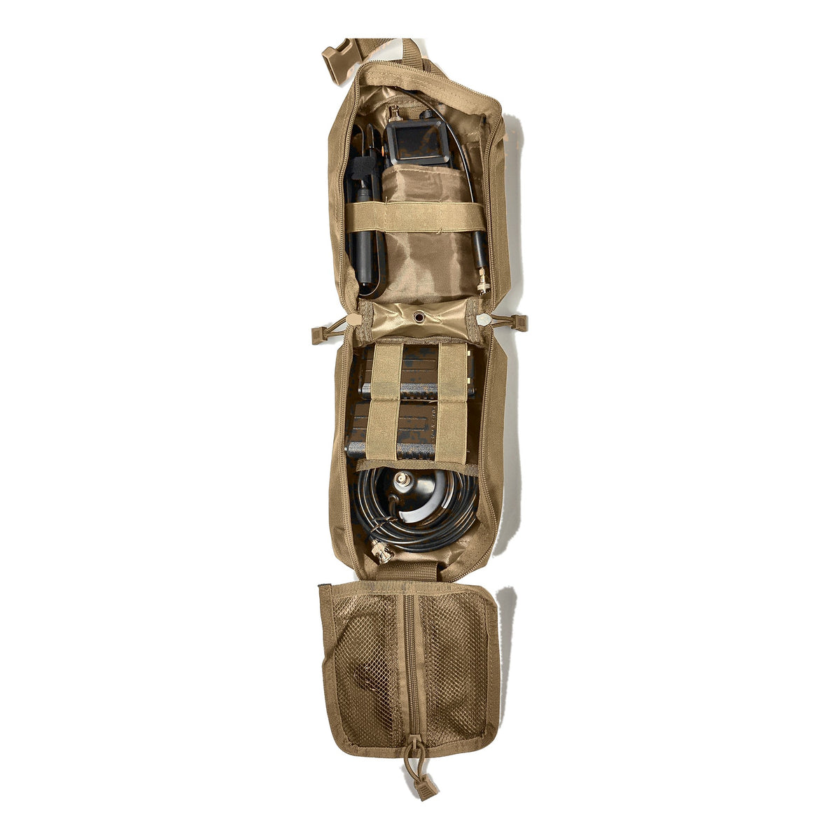 UV-5RM Vehicle Radio Go Bag Kit packed in Coyote MOLLE bag