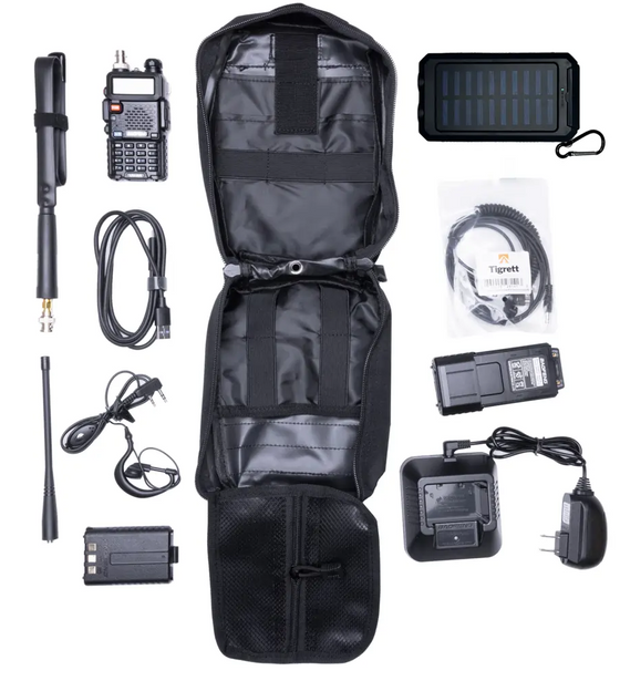 UV5R Radio Go Bag with Solar Charger Bugout Kit