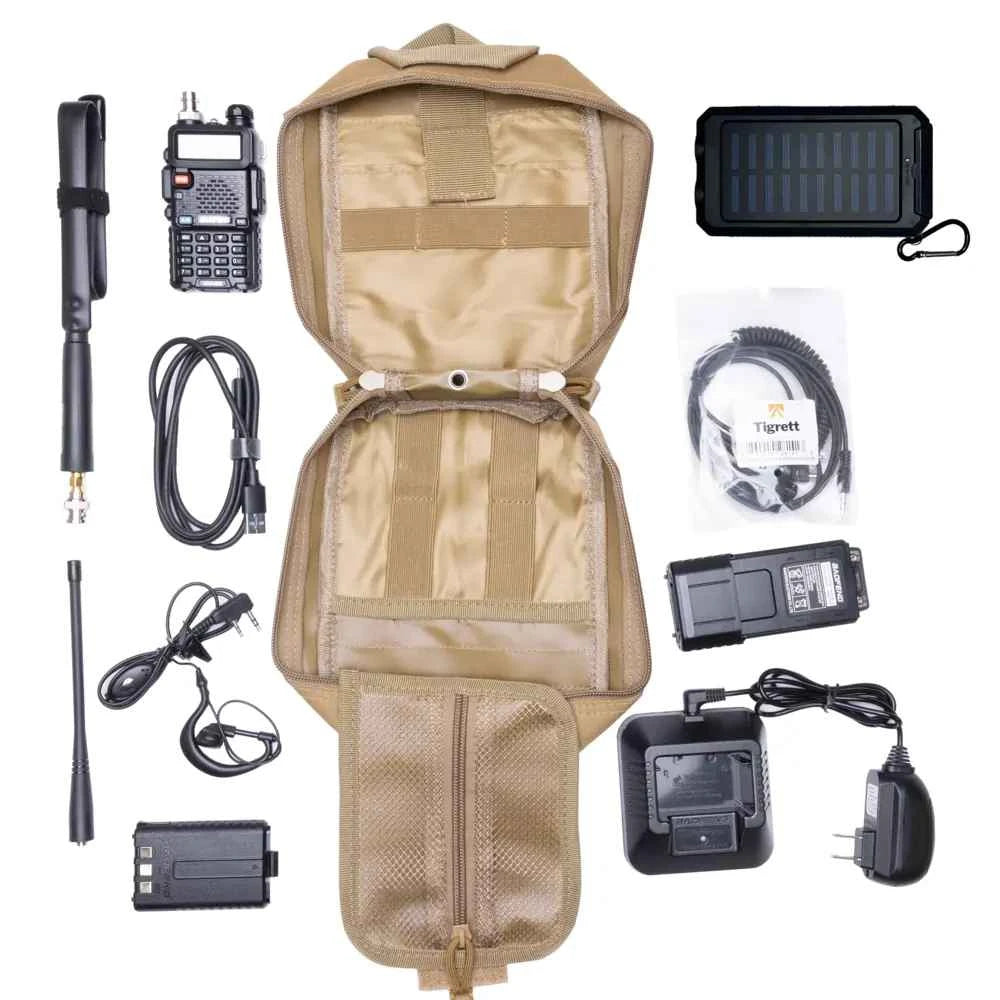 UV5R Radio Go Bag with Solar Charger Bugout Kit