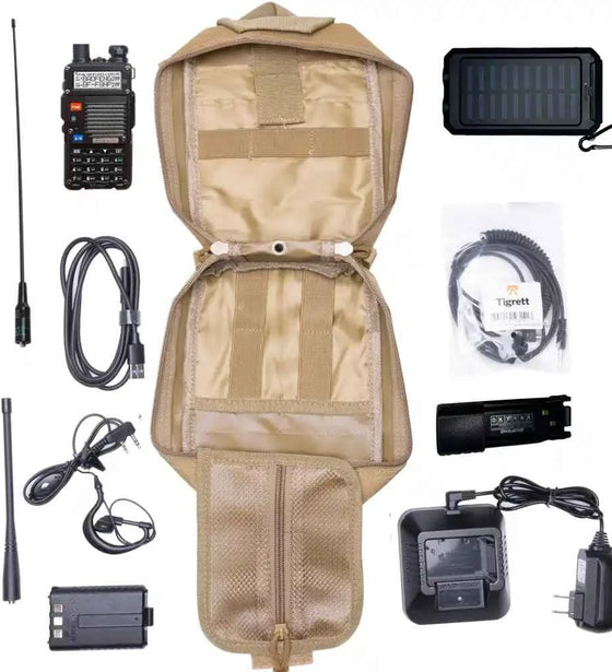 UV9R  Solar Radio Go Bag Kit Solar Charger and Programmed UV9R Bugout Kit with Nagoya NA771