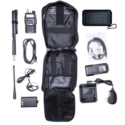 Radio Go Bag with Solar Charger and UV5R 8 watt Programmed Radio Bugout Kit