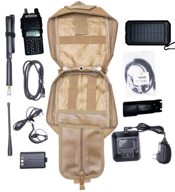 Radio Go Bag with Solar Charger and UV82HP Programmed Radio Bugout Kit