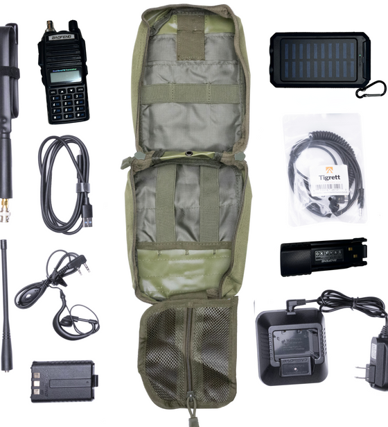 Radio Go Bag with Solar Charger and UV82HP Programmed Radio Bugout Kit