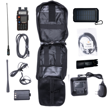 Radio Go Bag with Solar Charger and BF-F8HP 8 watt Programmed Radio Bugout Kit with Nagoya NA771