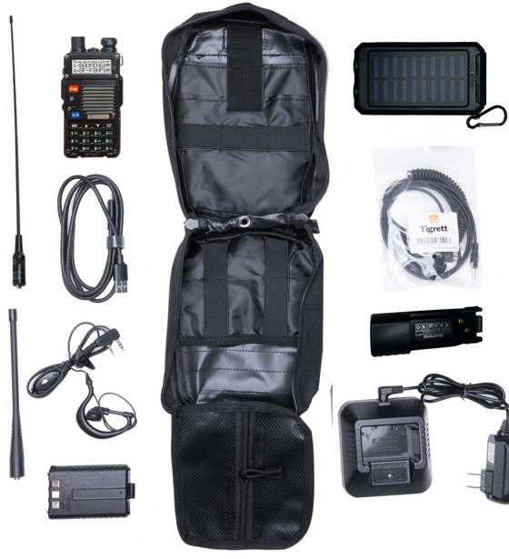 Radio Go Bag UV9R Waterproof Radio with Solar Charger and Programmed Bugout Kit with Nagoya NA771