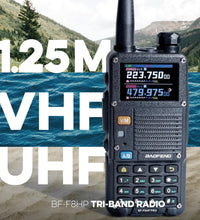 Baofeng BF-F8HP PRO 8W Tri-Band Two-Way Radio | IP54 Waterproof, 1000 Channels, GPS, NOAA Alerts, USB-C Rechargeable