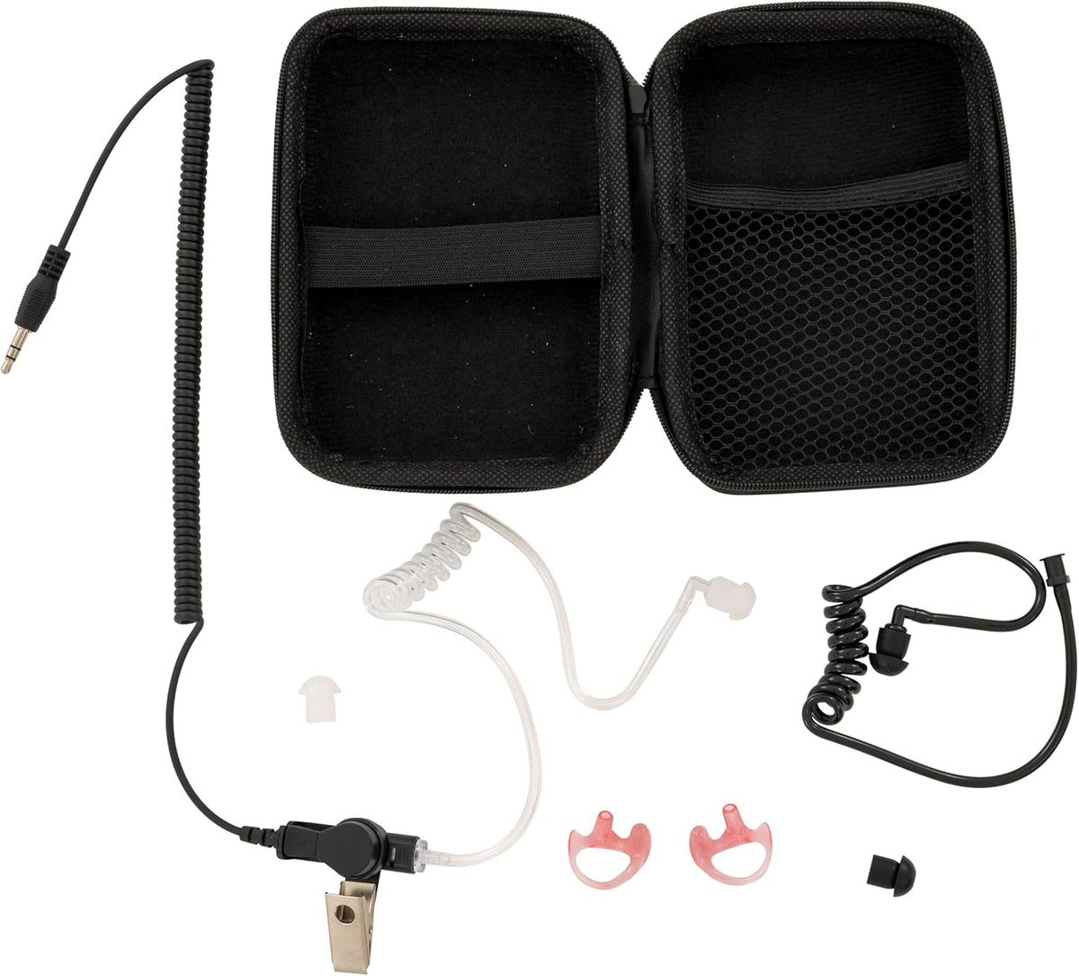 Covert One - Single Ear 3.5mm Headphones | Radio Earpiece | Tactical Headset | Ear Piece for Walkie-Talkie | Radio Ear Piece | Comfortable Molded Fit | 6 Ear Attachments (Straight Aux Fitting)
