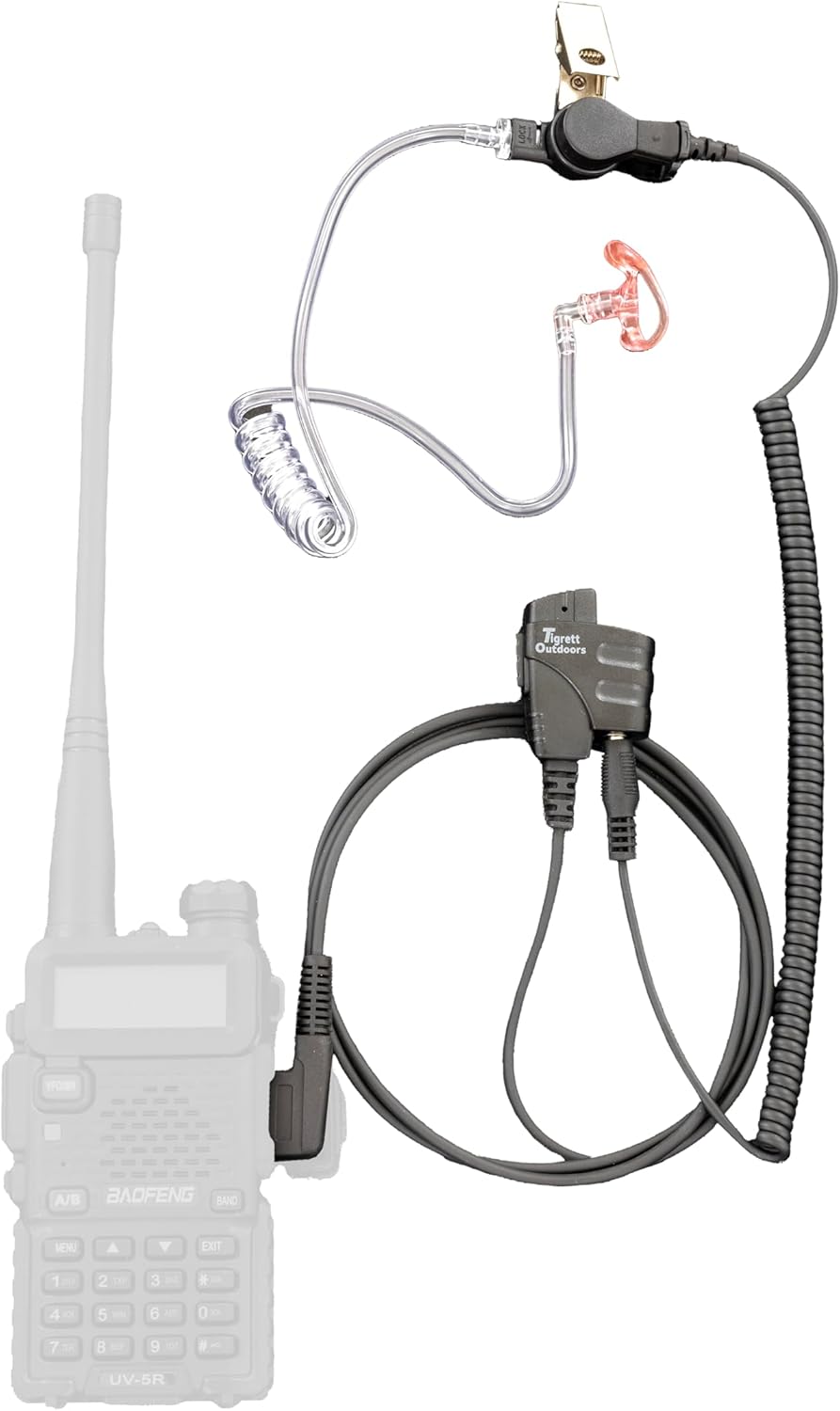 Covert One - Single Ear 3.5mm Headphones | Radio Earpiece | Tactical Headset | Ear Piece for Walkie-Talkie | Radio Ear Piece | Comfortable Molded Fit | 6 Ear Attachments (Straight Aux Fitting)
